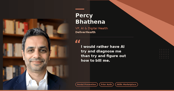 Percy Bhathena, VP of Product at DeliverHealth, discussing the ambient-to-agent pipeline with Agentman