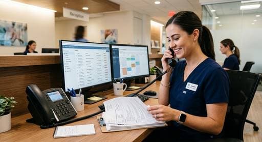 AI agent triaging incoming faxes, voicemails, and portal messages