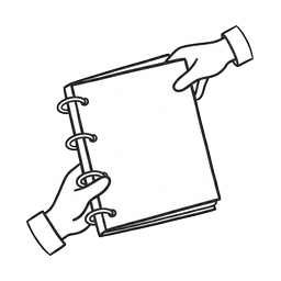 A hand holding open a ring binder