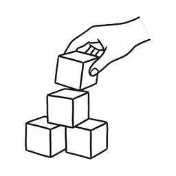 A hand placing a block on a stack of blocks