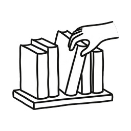 A hand taking a book from a row of books