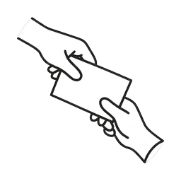 One hand passing a sheet of paper to another