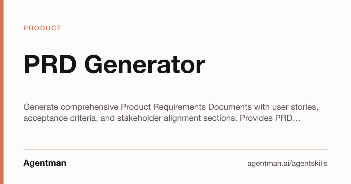 PRD Generator: Claude Skill for Product | Agentman